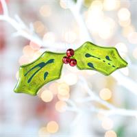 Christmas decoration fused glass holly 
