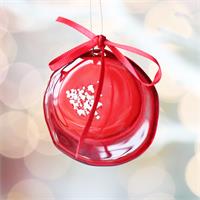 Christmas decoration red hanging bauble with ribbon 