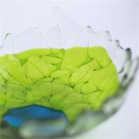 Fun lime green fused glass fraggley bowl 