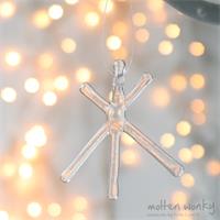 Clear Transparent fused glass star hanging decoration made by molten wonky