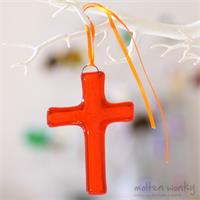 fused glass orange cross