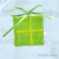 lime green fused glass gift 