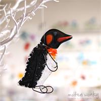 Penguin fused glass hanging decoration made by molten wonky