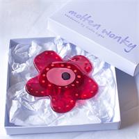 pink fused glass flower