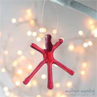 Pink Transparent fused glass star hanging decoration made by molten wonky