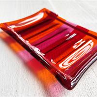 stripy fused glass soap dish 
