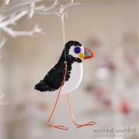 fused glass puffin decoration