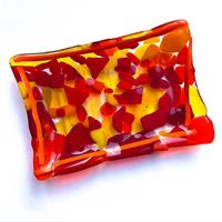 red recycled fused glass soap dish 