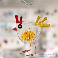 Fused glass Rooster hanging decoration