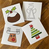 4 molten wonky Christmas greeting cards 