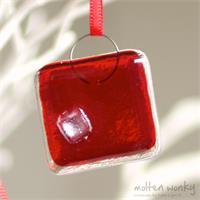 red fused glass nugget