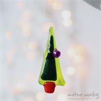 Tiny tree fused glass decoration made by molten wonky