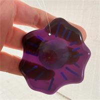 mini fused glass purple bloom flower