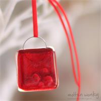 red fused glass nugget 