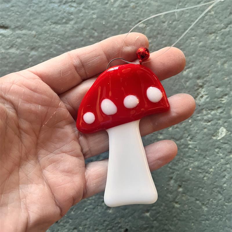 fused glass mushroom christmas decoration 