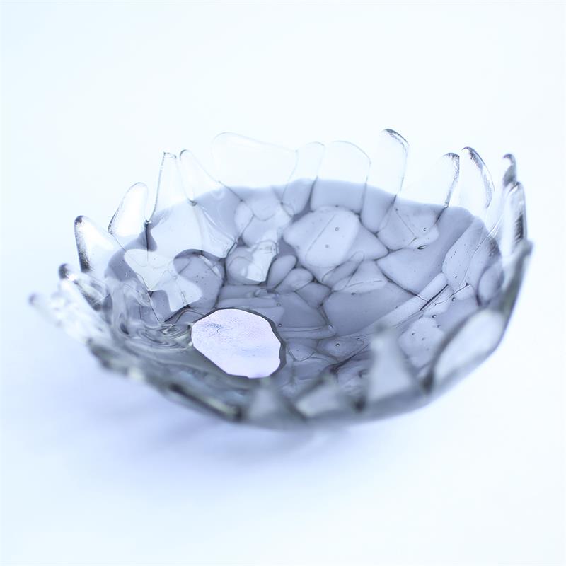 Fun fraggley grey fused glass bowl 