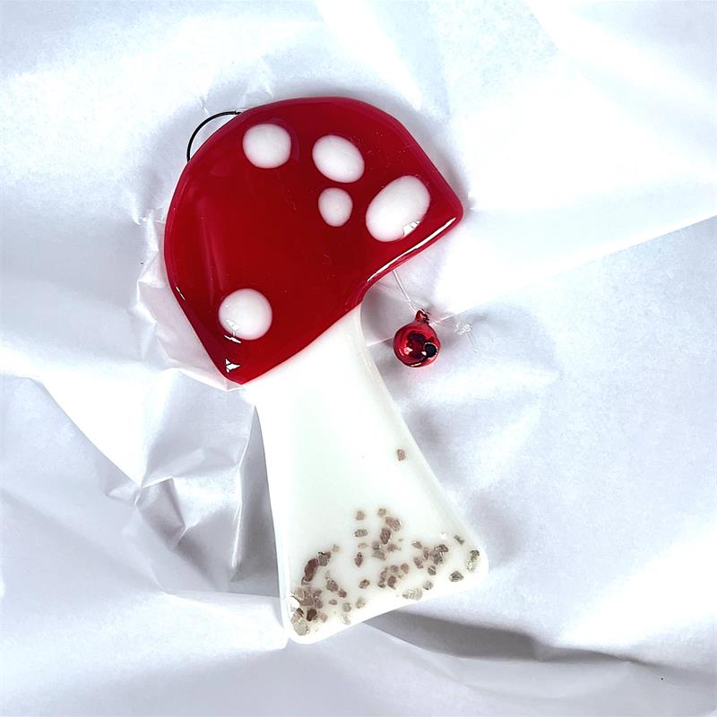 fused glass mushroom christmas decoration 