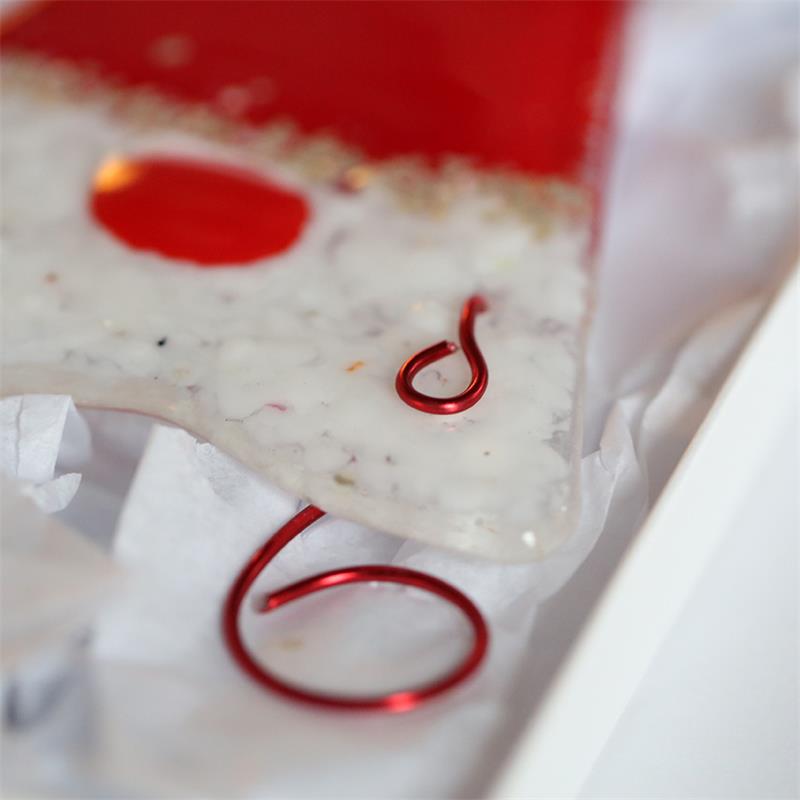 handmade fused glass red gonk decoration