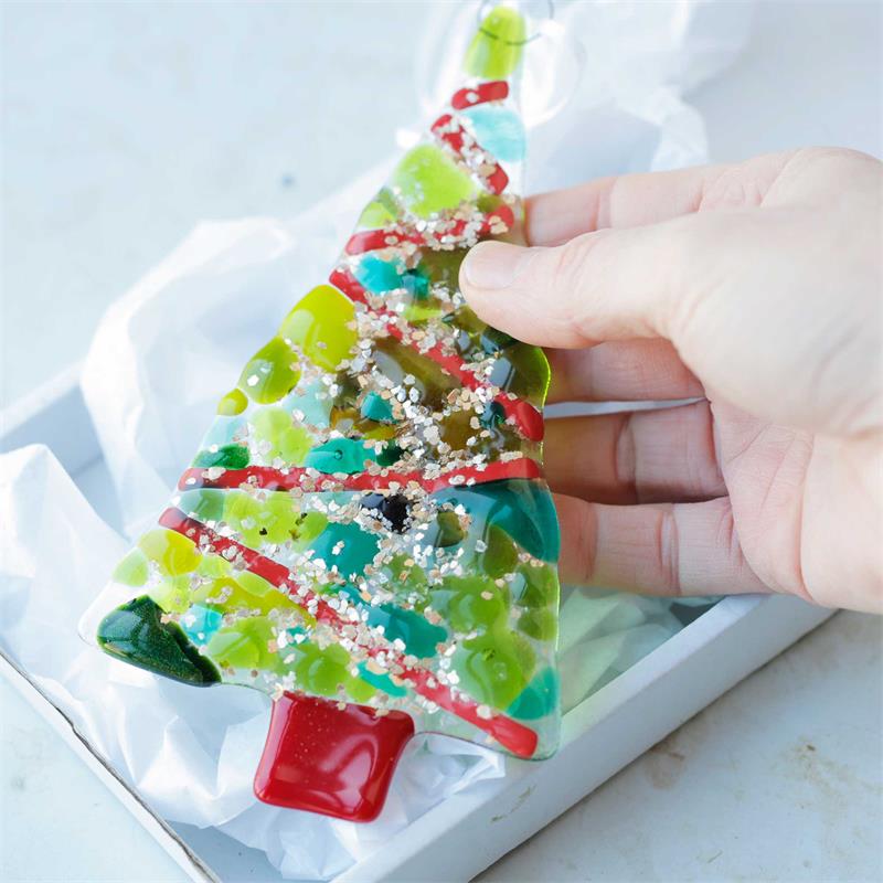 fused glass craft make at home Christmas tree kit 