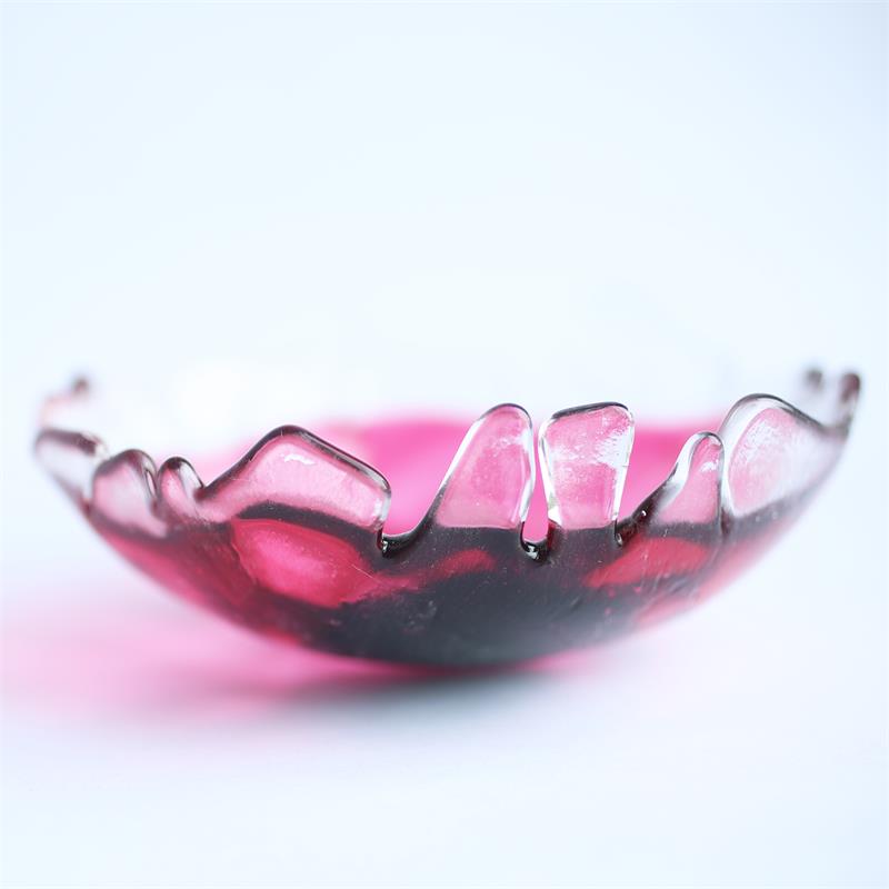 Fun Fraggley Pink fused glass bowl by molten wonky 