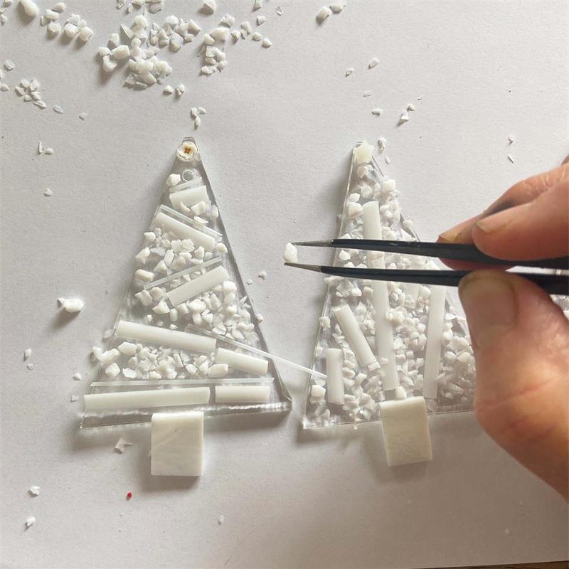 white mini Christmas tree make at home glass fusing kit 