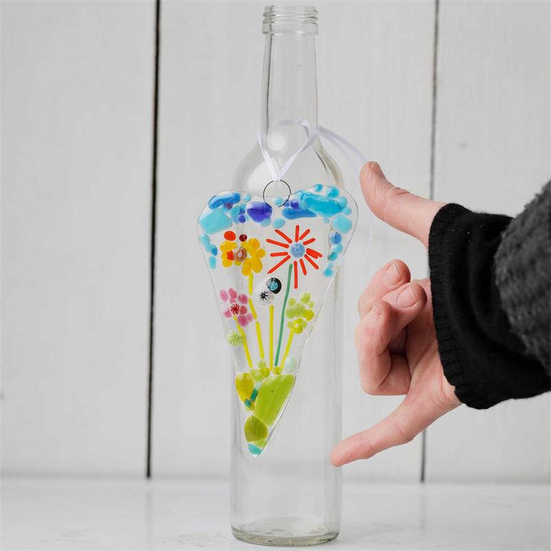 long heart flower garden make at home glass fusing kit 