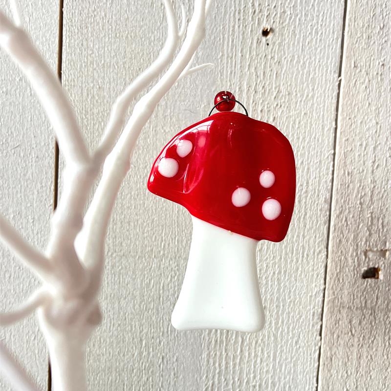 fused glass mushroom christmas decoration 