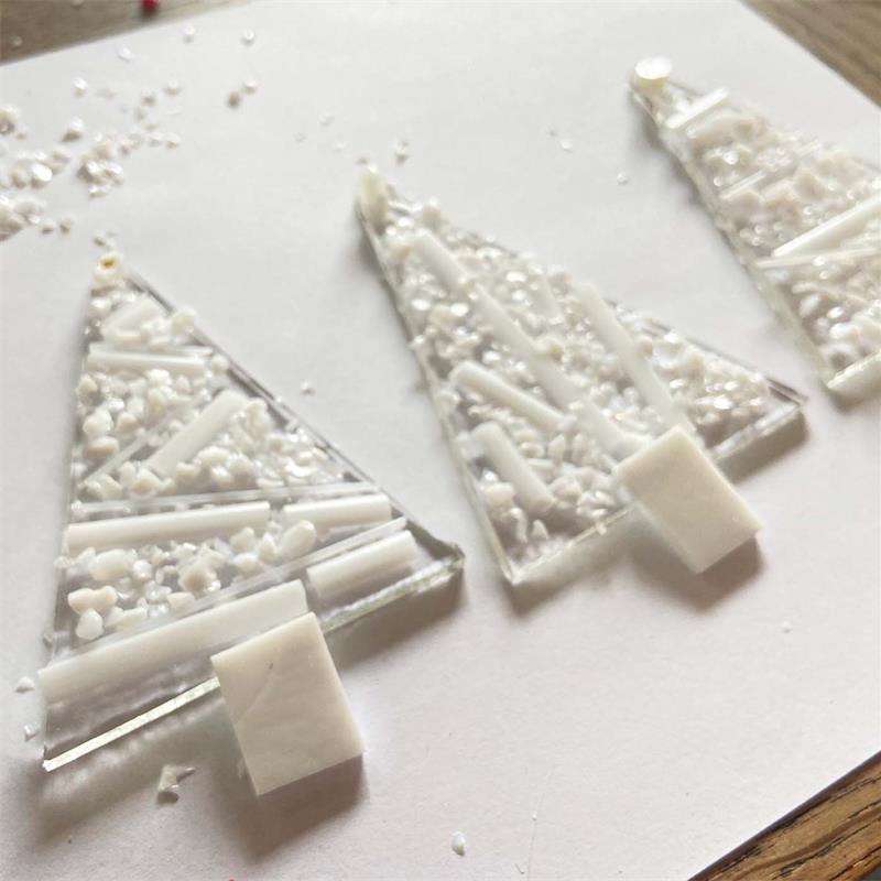 white mini Christmas tree make at home glass fusing kit 