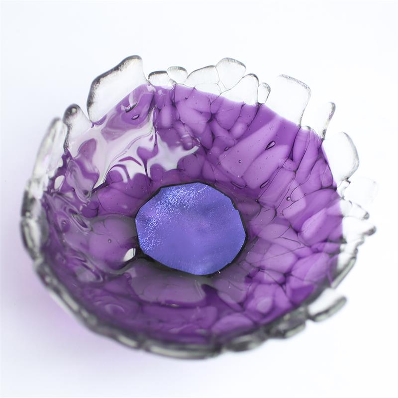 Fun purple fused glass fraggley bowl 