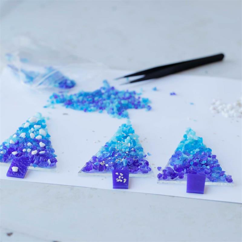 blue mini tree make at home glass fusing kit 