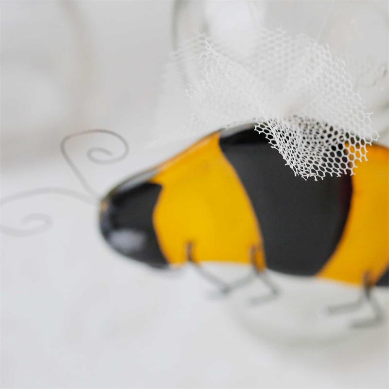 handmade fused glass bumble bee hanging decoration 
