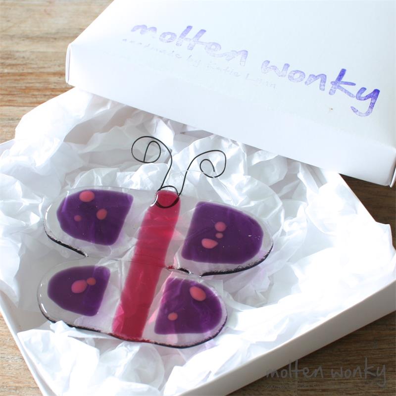 Funky fused glass butterfly to flutter around your house