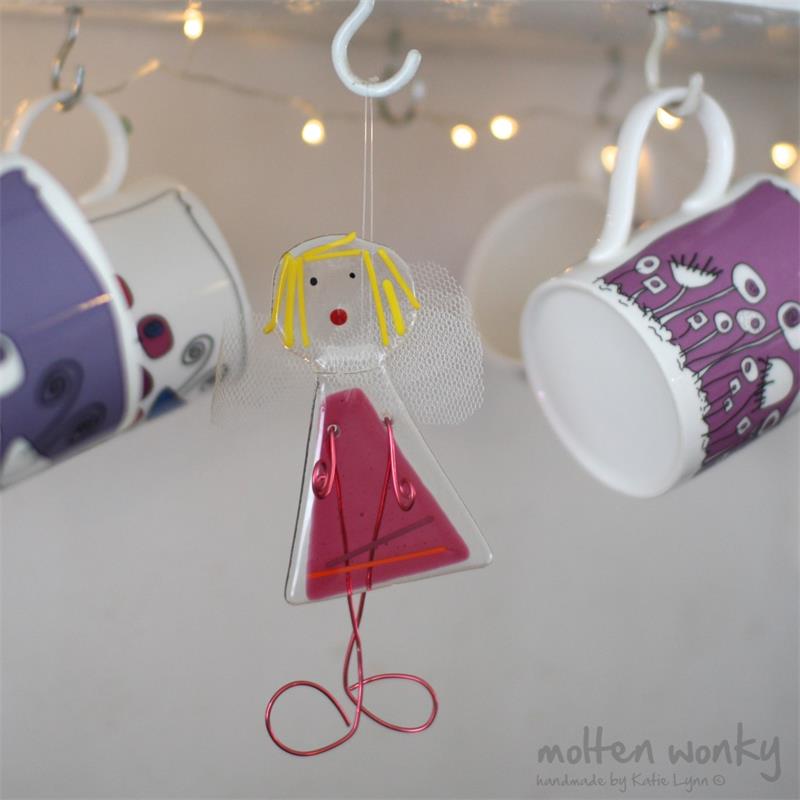 Fabulous fused glass fairy to bring good wishes to your home.