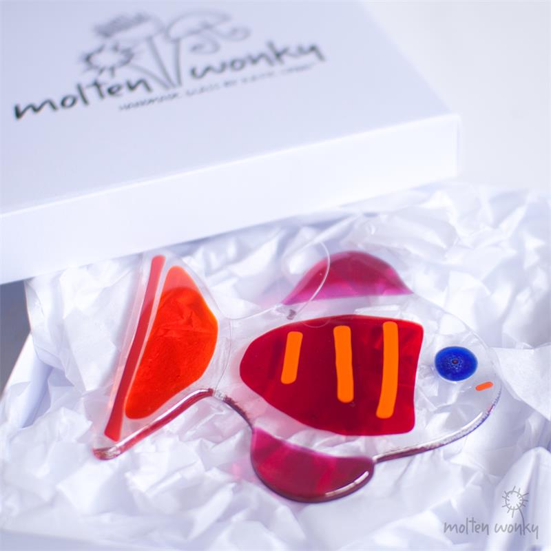 pink fused glass fish