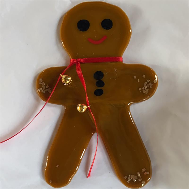 fused glass gingerbread man