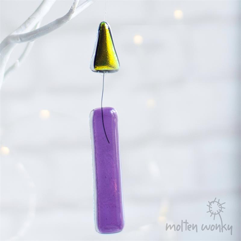 fused glass purple candle