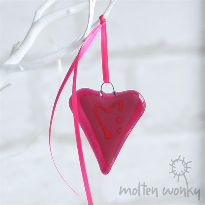 pink fused glass heart