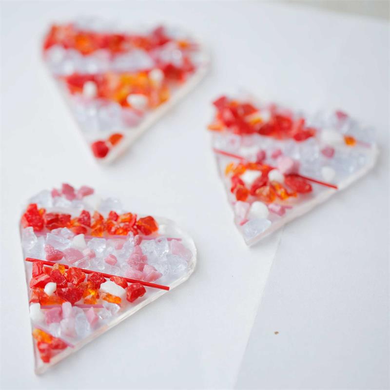 mini love heart red and pink make at home fused glass kit 