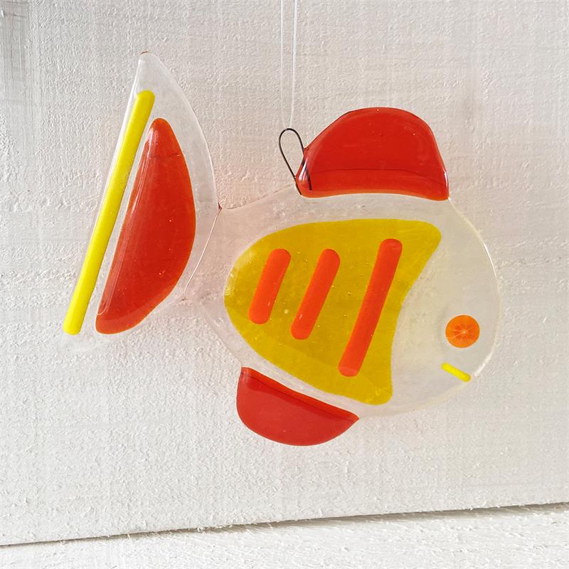 orange and yellow fused glass fish decoration 