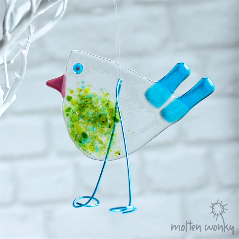 Fused Glass Bird Hanging Decoration