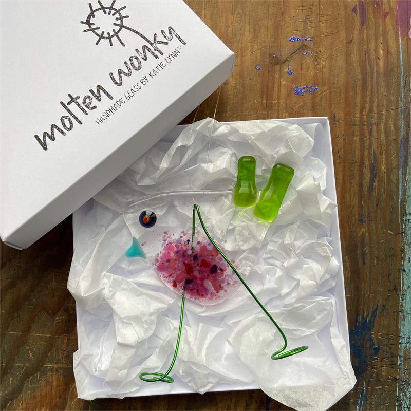 Peggy Fused Glass Bird Hanging Decoration