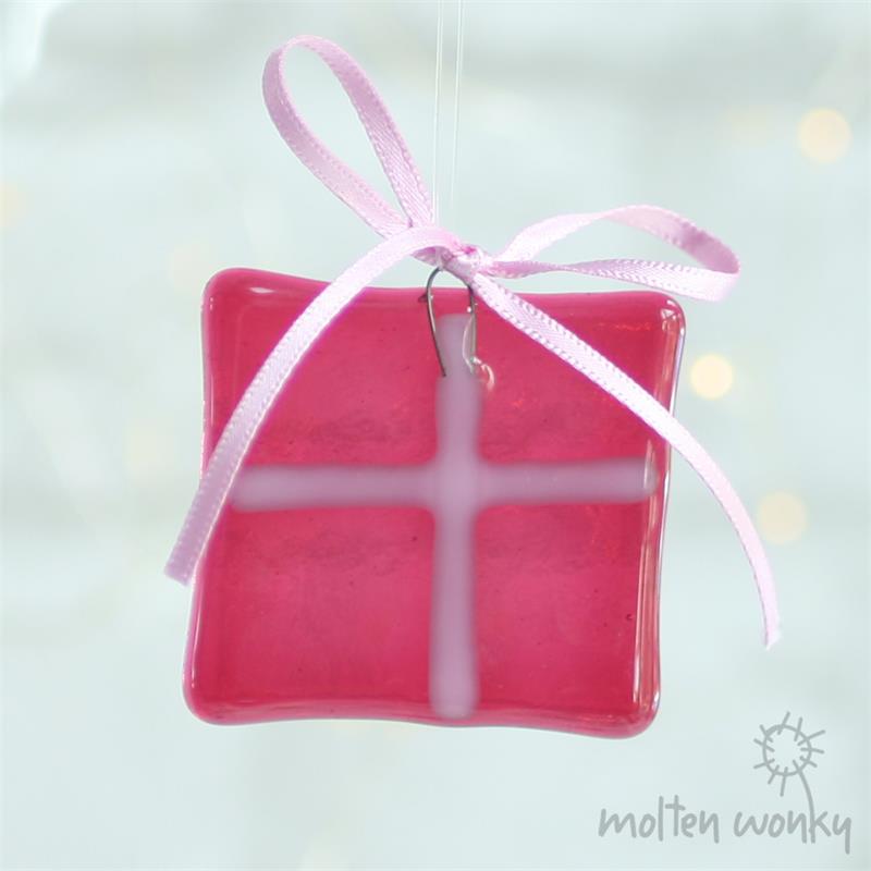 pink fused glass gift decoration 