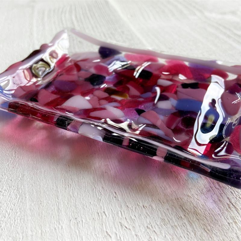 recycled fused glass soap dish 