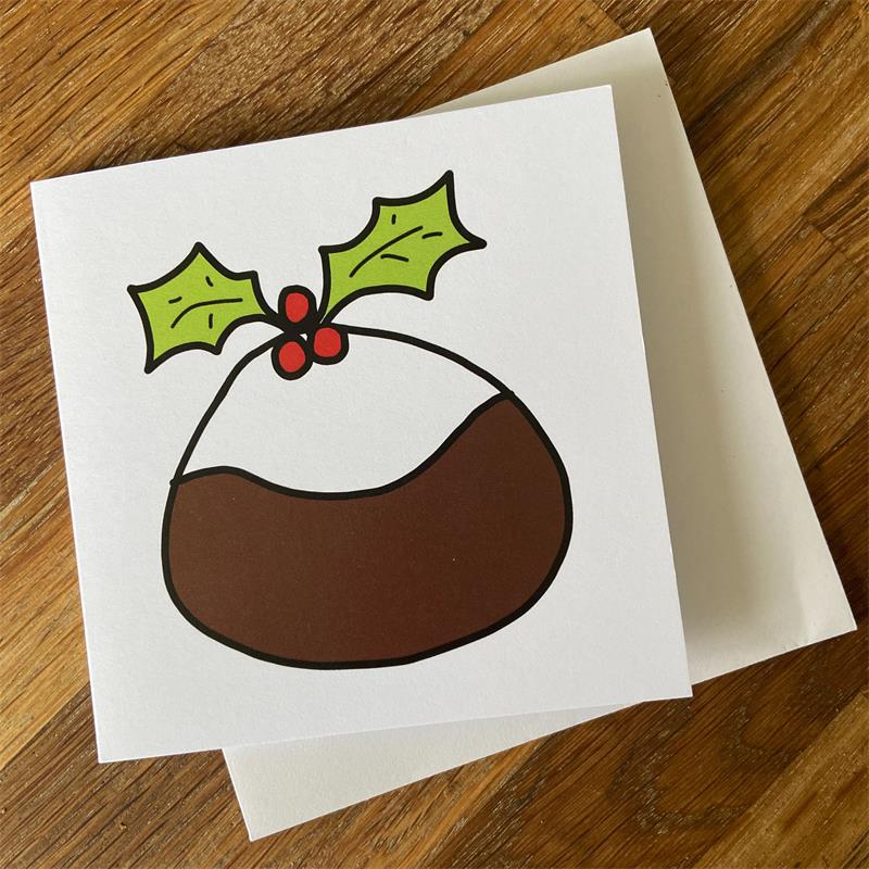 Christmas card with seasonal pudding 