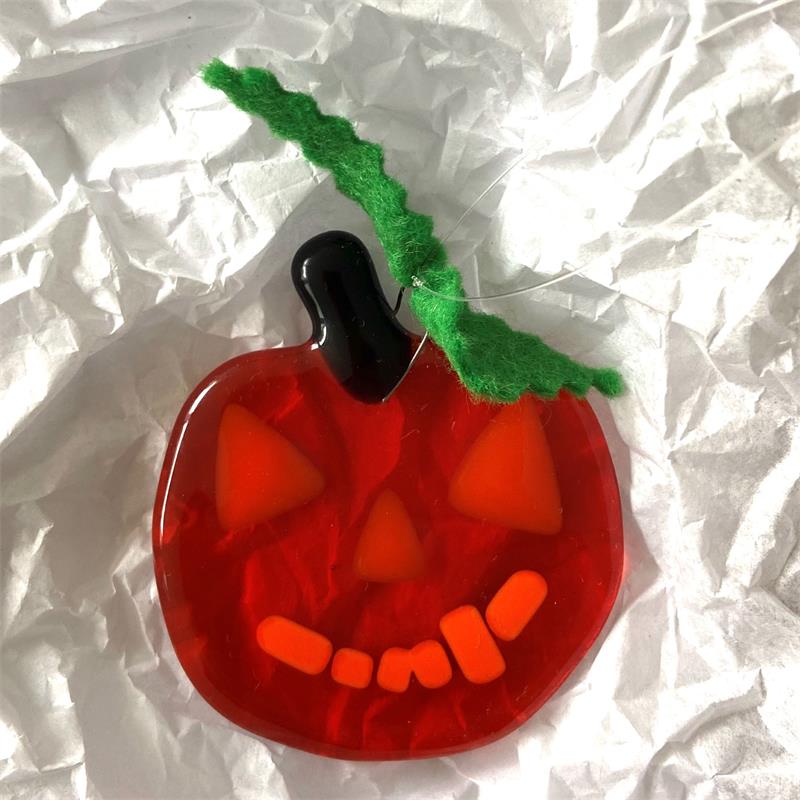 fused glass Halloween pumpkin