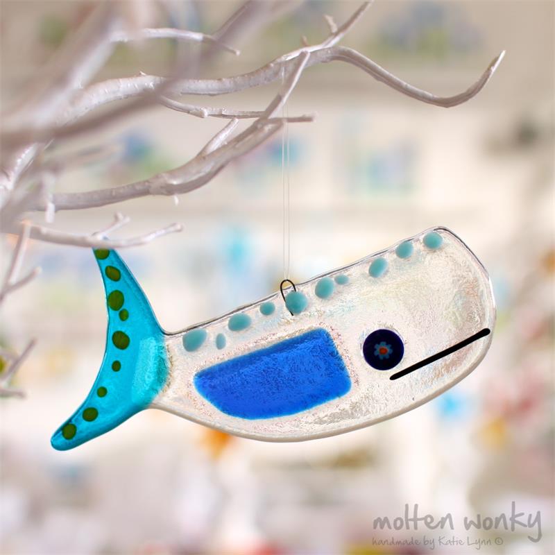handmade glass whale by molten wonky