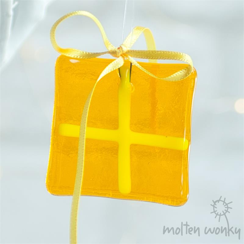 yellow fused glass gift